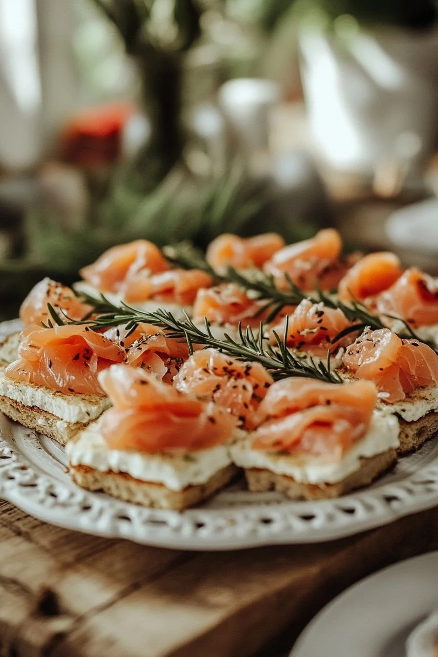 Sándwiches de té de salmón ahumado para Pascua rápidos