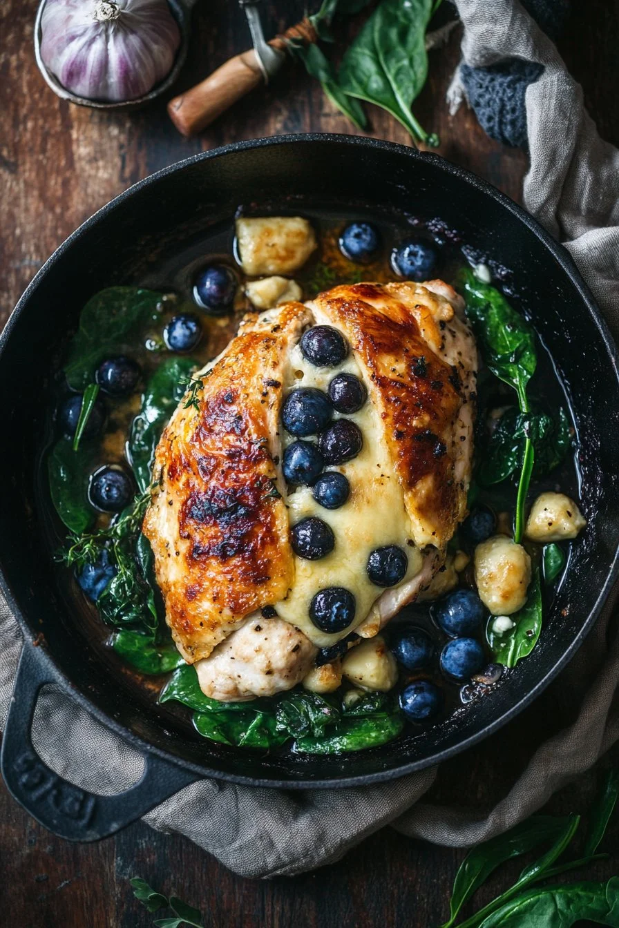 Stuffed Chicken with Spinach, Blueberries, and Brie