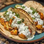 Tacos de Coliflor con Crema de Cilantro y Lima
