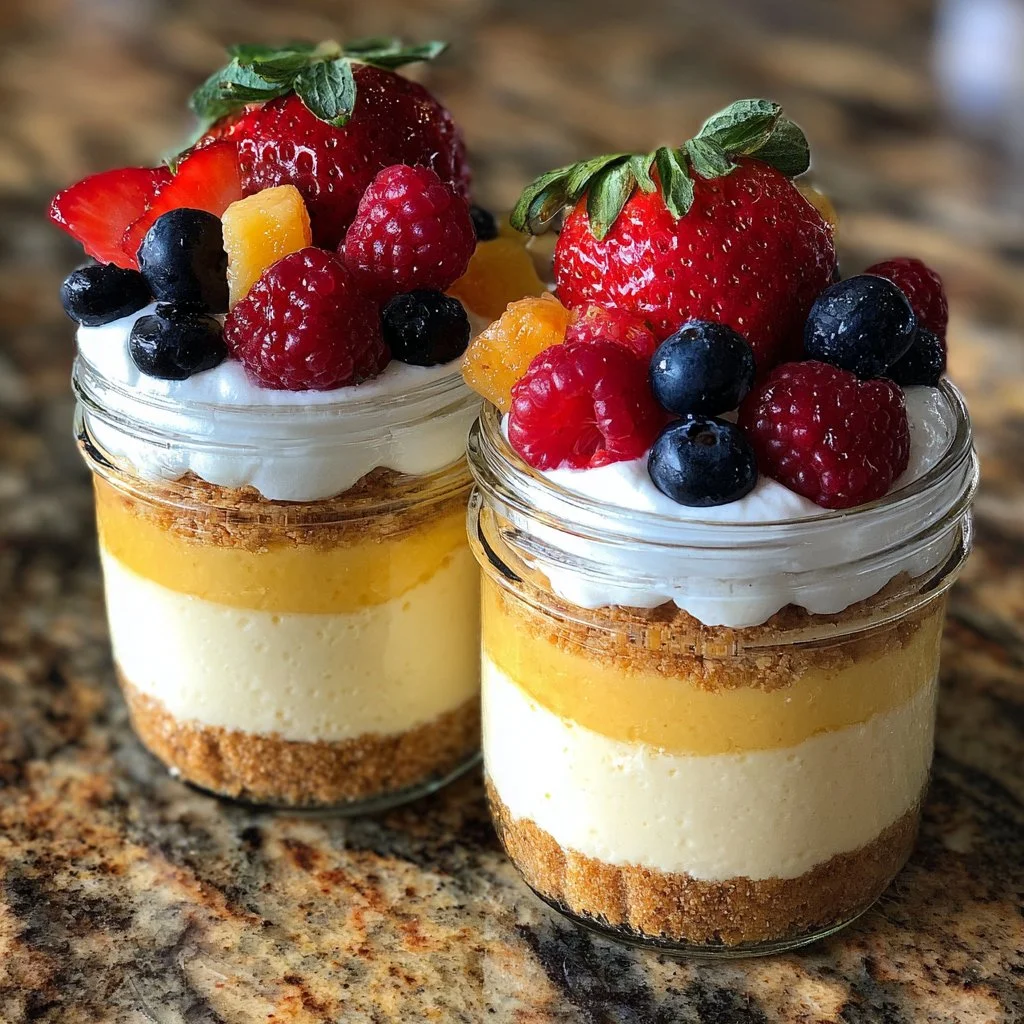 Deliciosos tarros de cheesecake de proteína saludable listos para disfrutar