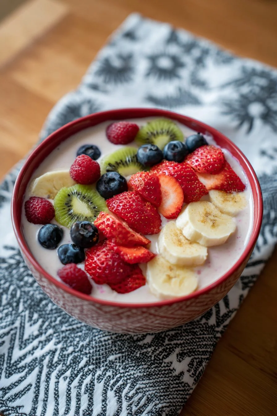 Tazón de batido de frutas en 5 minutos (con yogur griego)