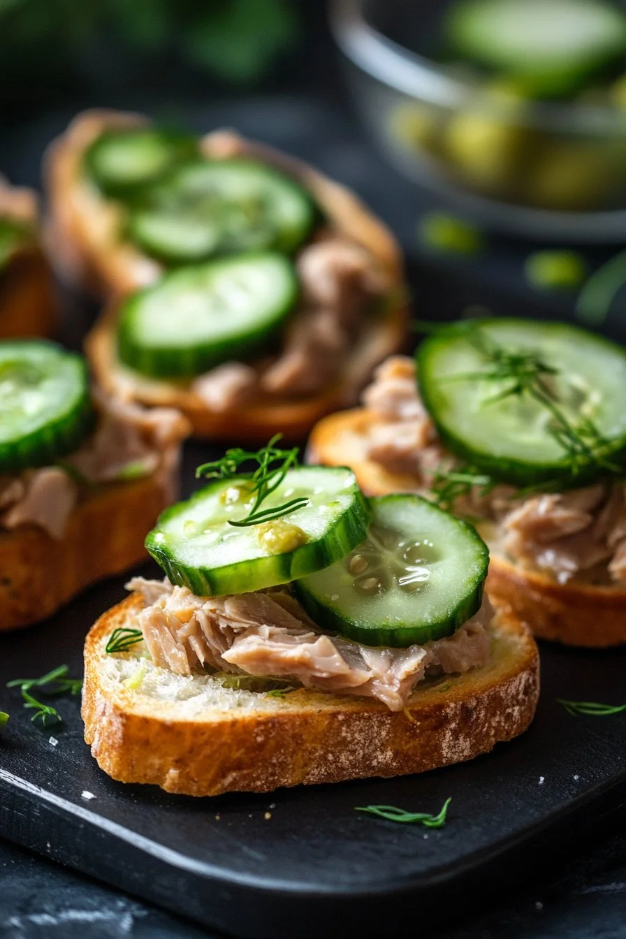 Tostadas de Pepino con Atún