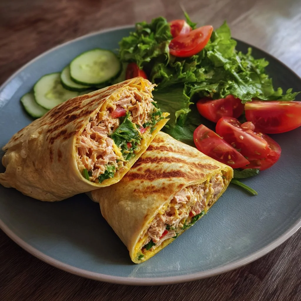 Wrap de atún saludable con vegetales frescos y tortillas integrales