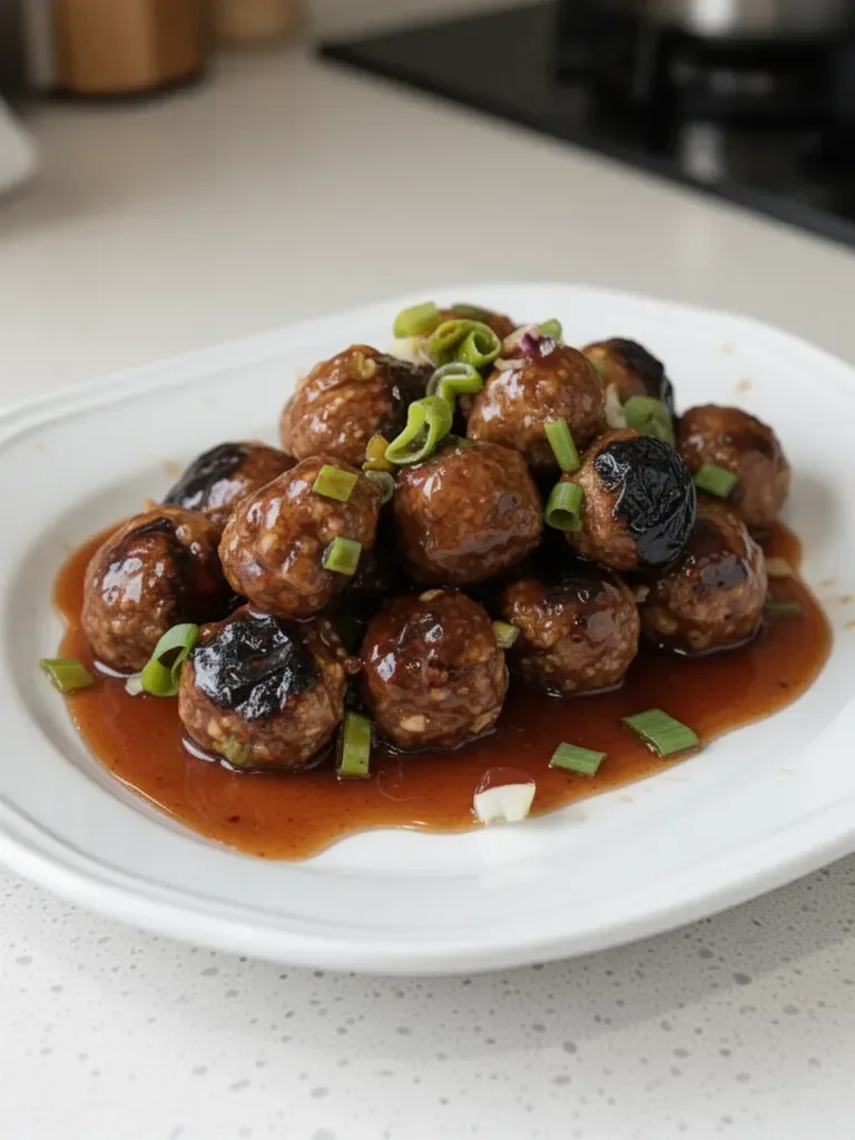 Albóndigas Coreanas con Glaseado de Ciruelas