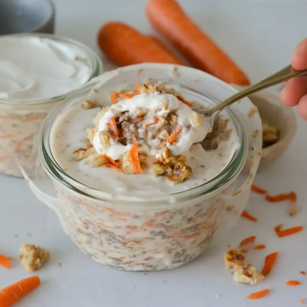 Oatmeal overnight carrot cake recipe for a healthy breakfast