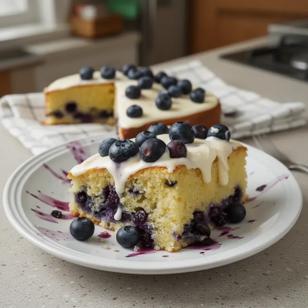 Bizcochuelo de Arándanos recién horneado y decorado con frutos