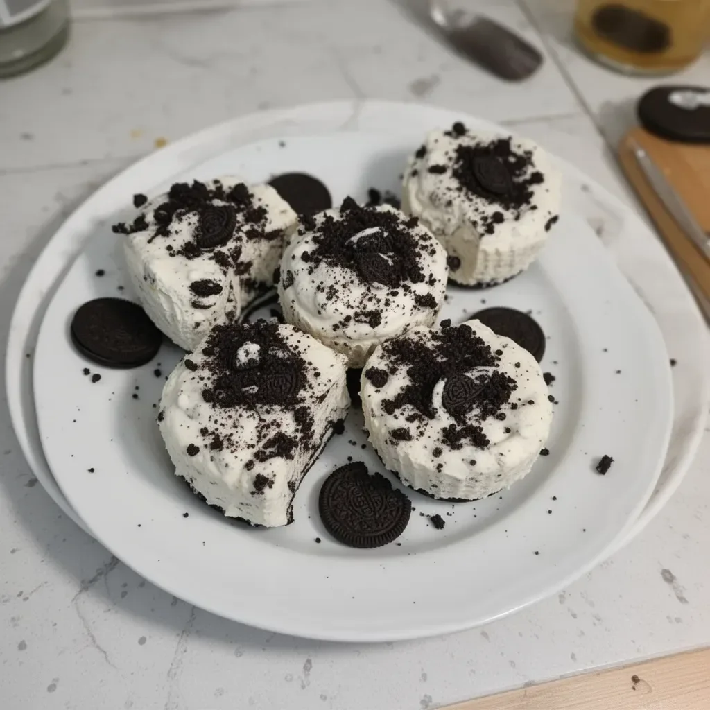 Bocados de cheesecake de Oreo saludables sin hornear, ideales para disfrutar.
