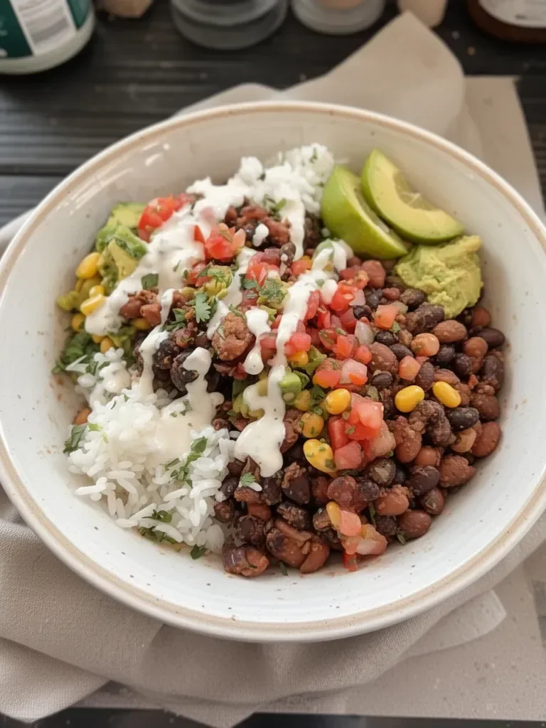 Bowl of Bean and Rice Burrito