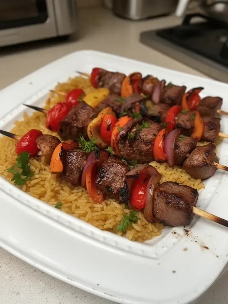 Brochetas de carne a la parrilla