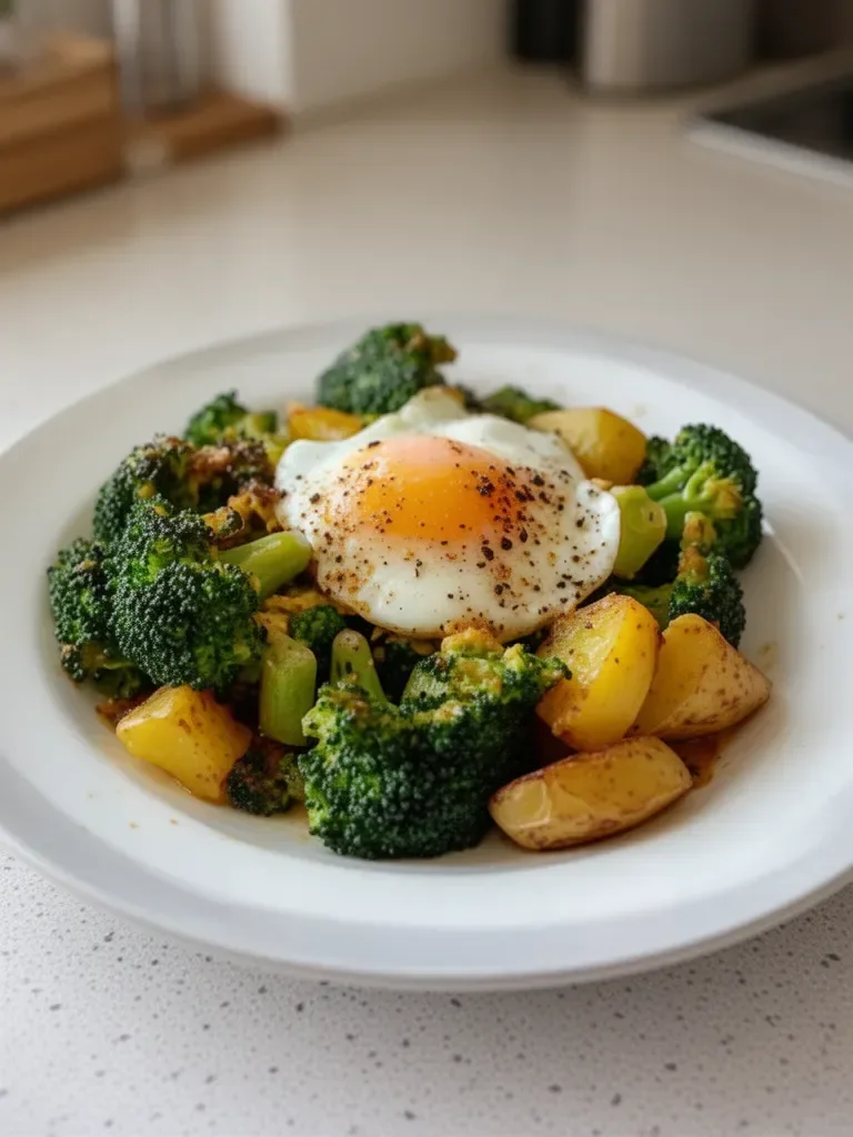 Brócoli con patatas y huevo cocido