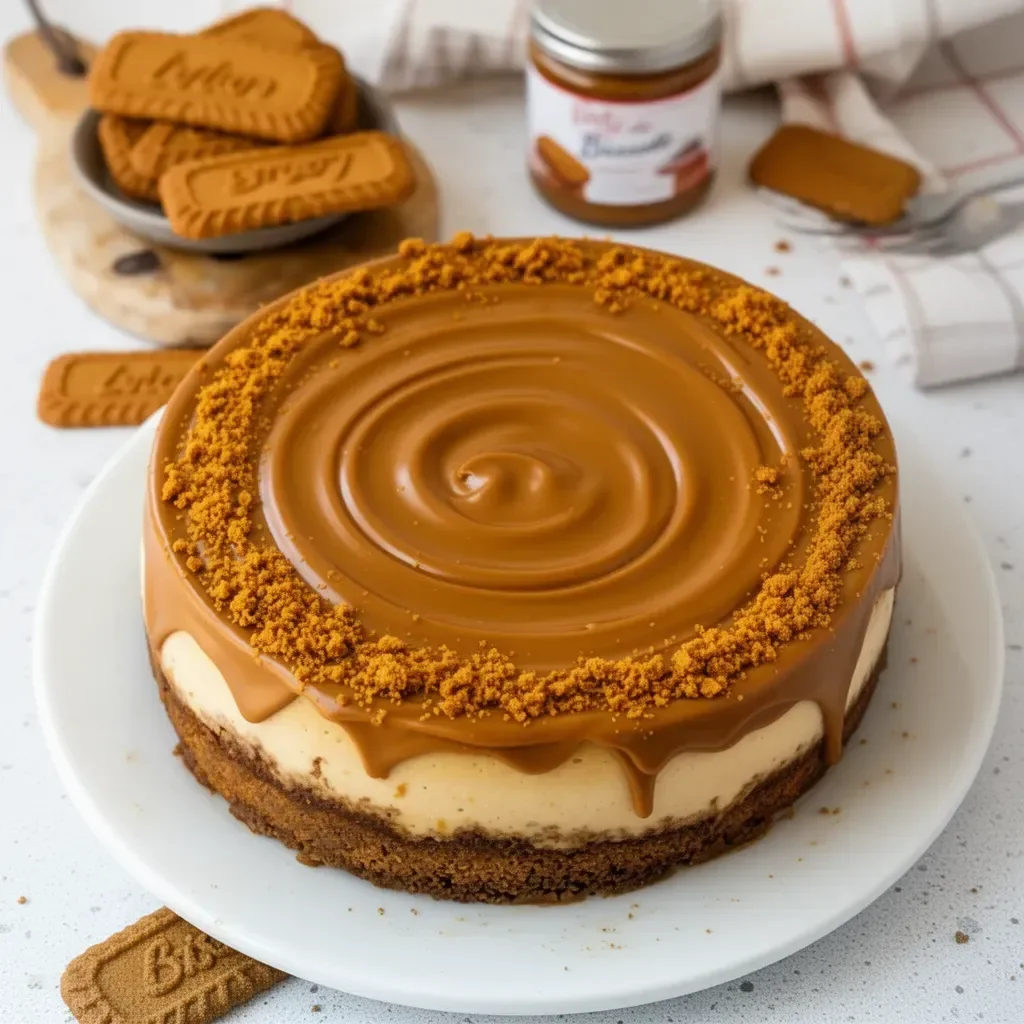 Cheesecake de Biscoff con decoración de galletas Biscoff