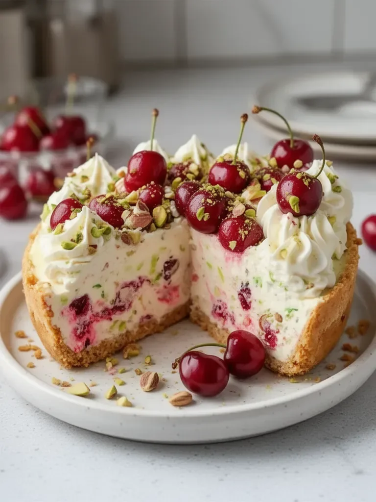 Cheesecake de Limón-Lima, Cereza y Pistacho Suculento