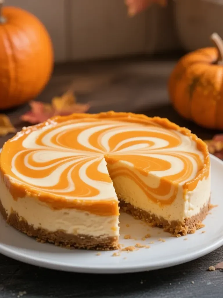 🎃 Tarjeta de Receta de Cheesecake de Remolino de Calabaza