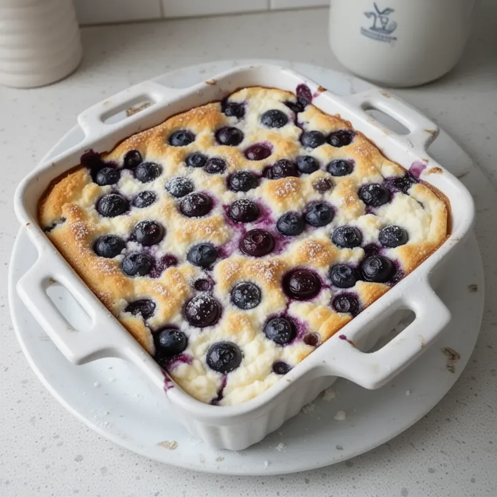 Desayuno de requesón de arándano recién horneado con frutos rojos.