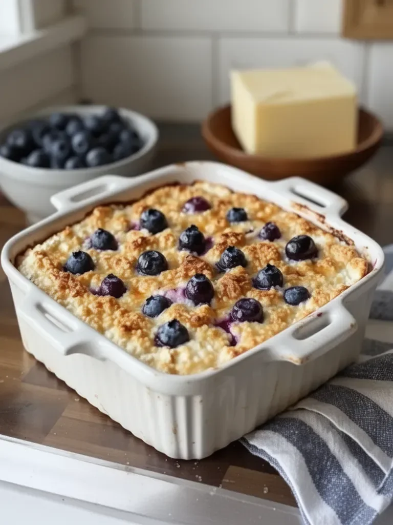 Delicia de horneado de desayuno de requesón de arándano