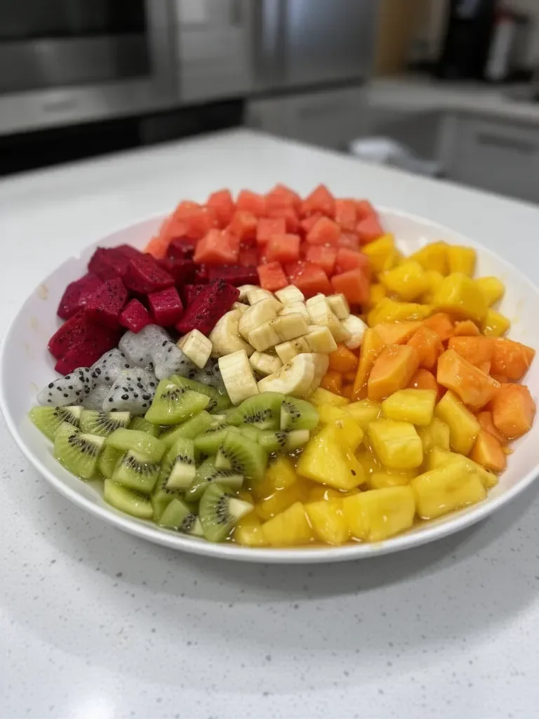 Ensalada de Frutas Tropicales con Aderezo de Miel y Lima