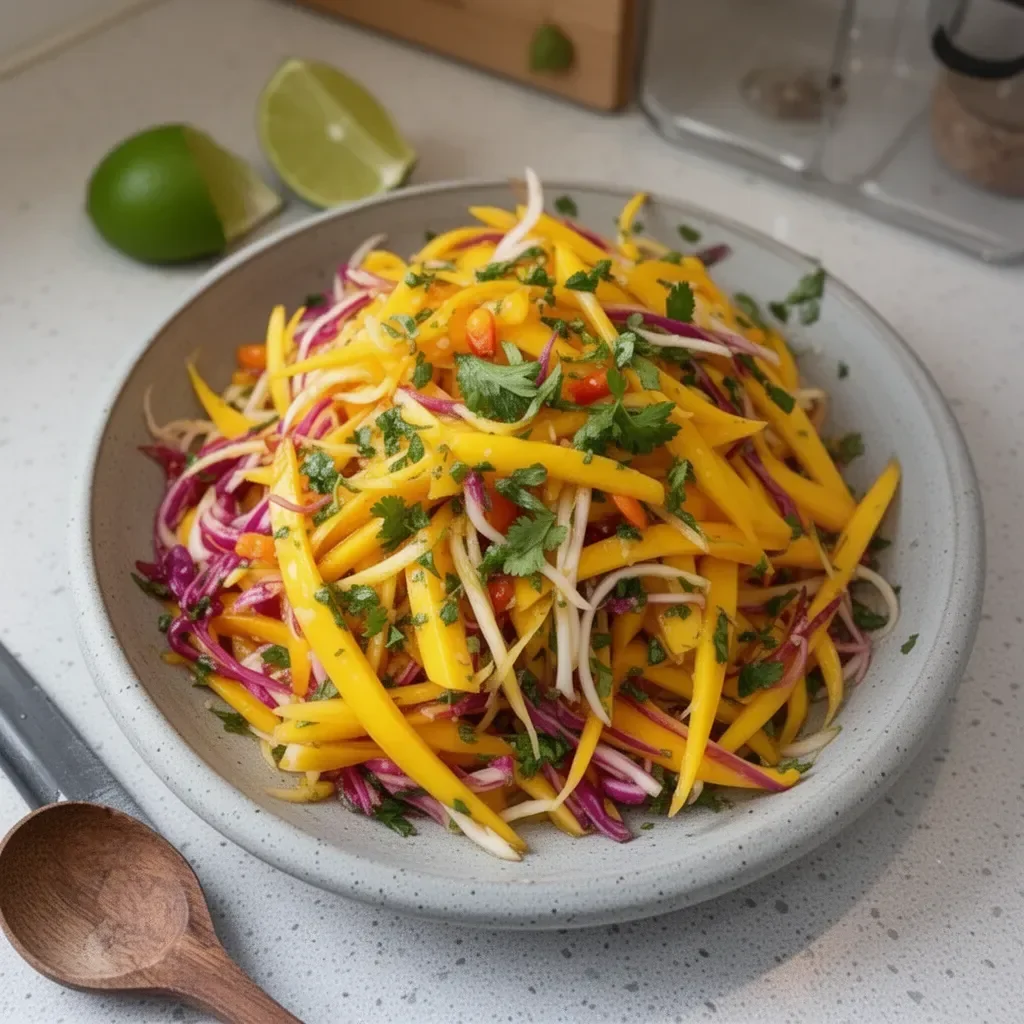 Ensalada de mango refrescante con ingredientes frescos y coloridos