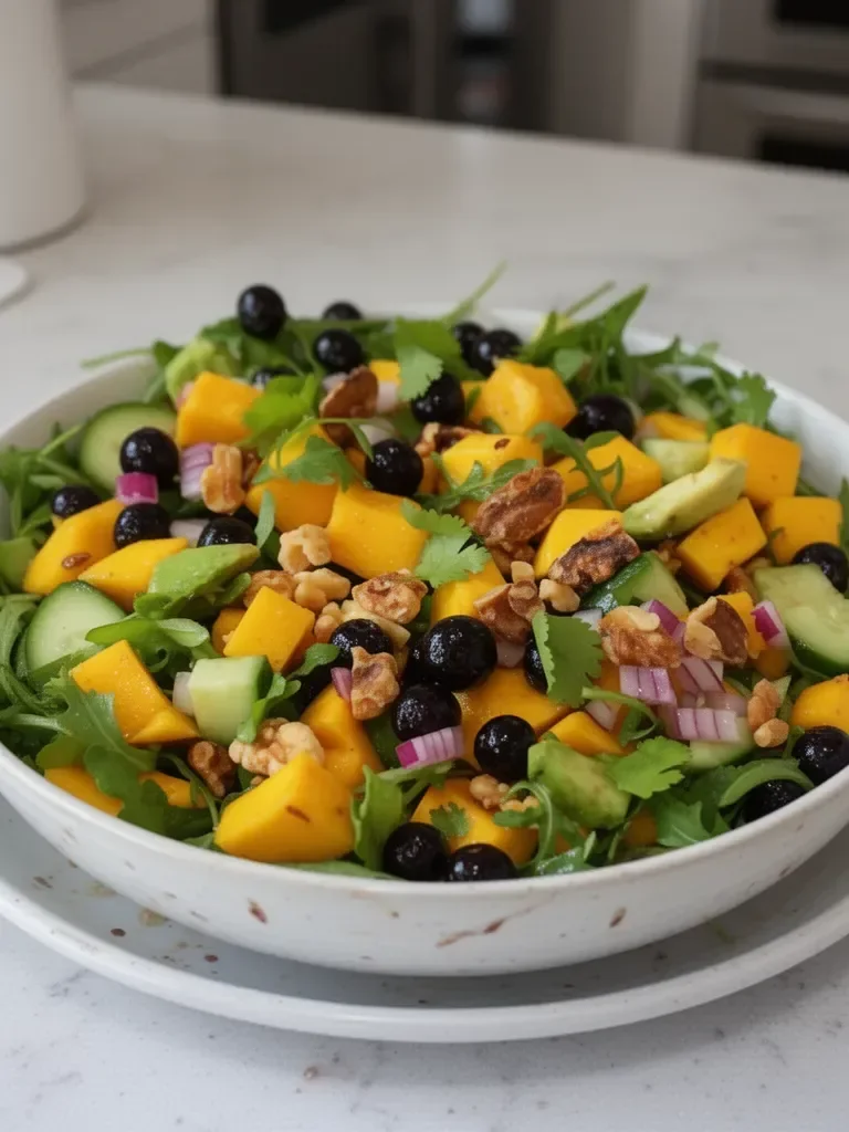 Ensalada de Mango y Pepino con Arándanos y Aguacate