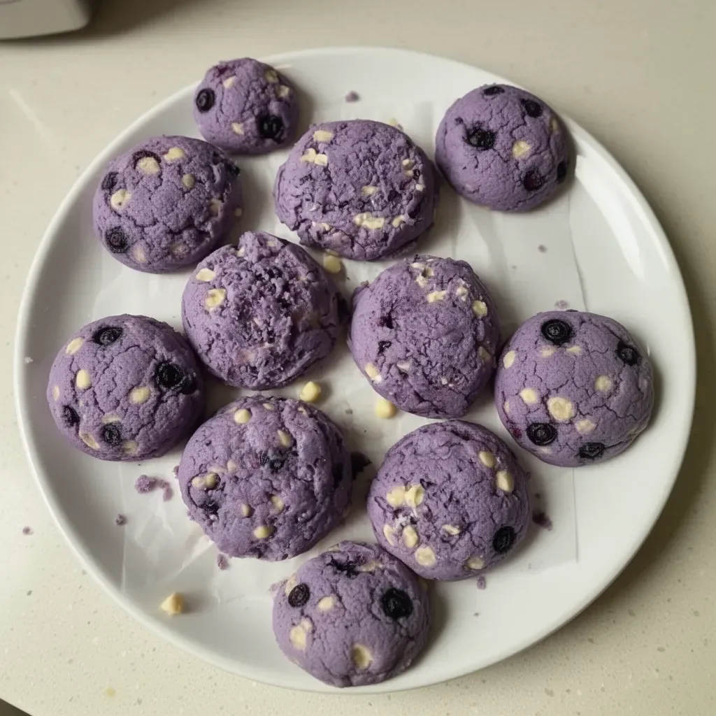 Galletas de arándano recién horneadas en un plato blanco