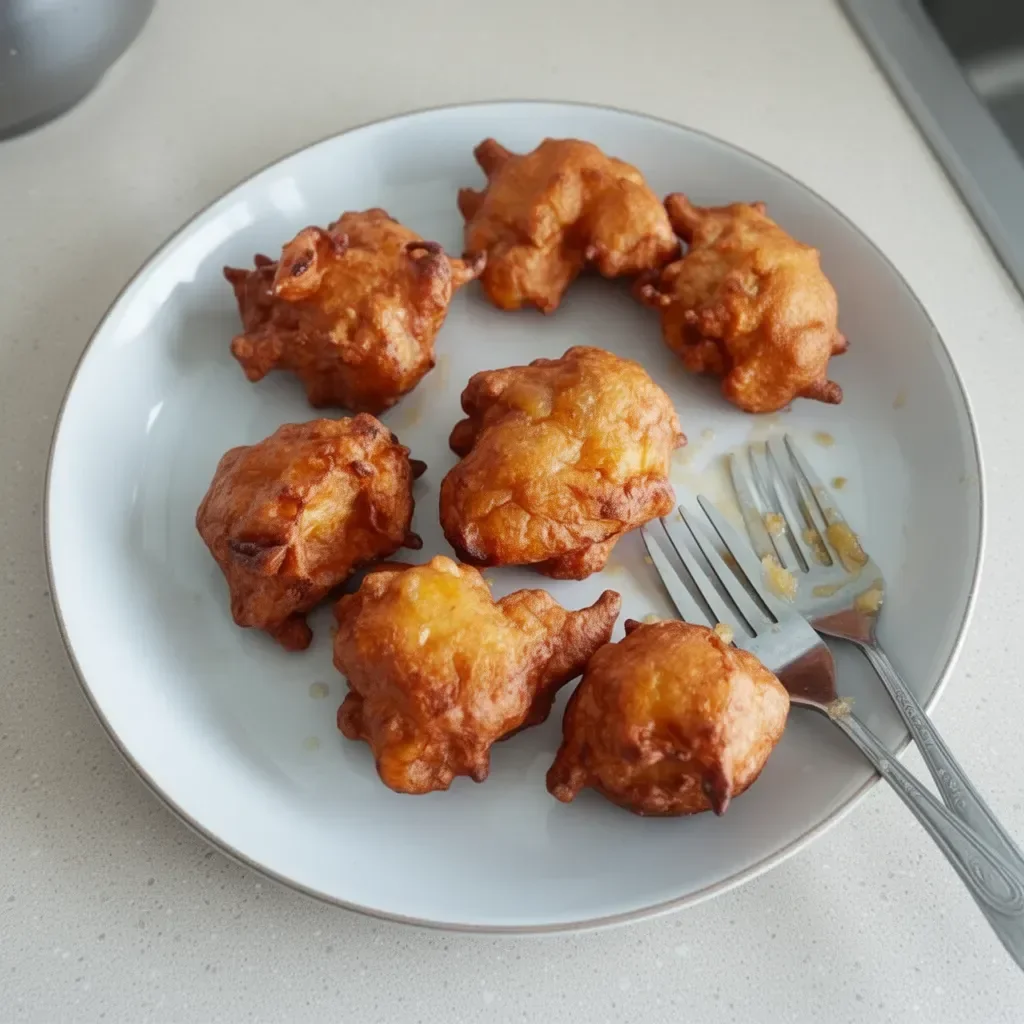 Kuih Kodok, buñuelos de plátano machacado malayo, dorados y crujientes.