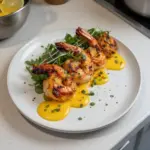 Langostinos a la parrilla con coulis de mango y lima