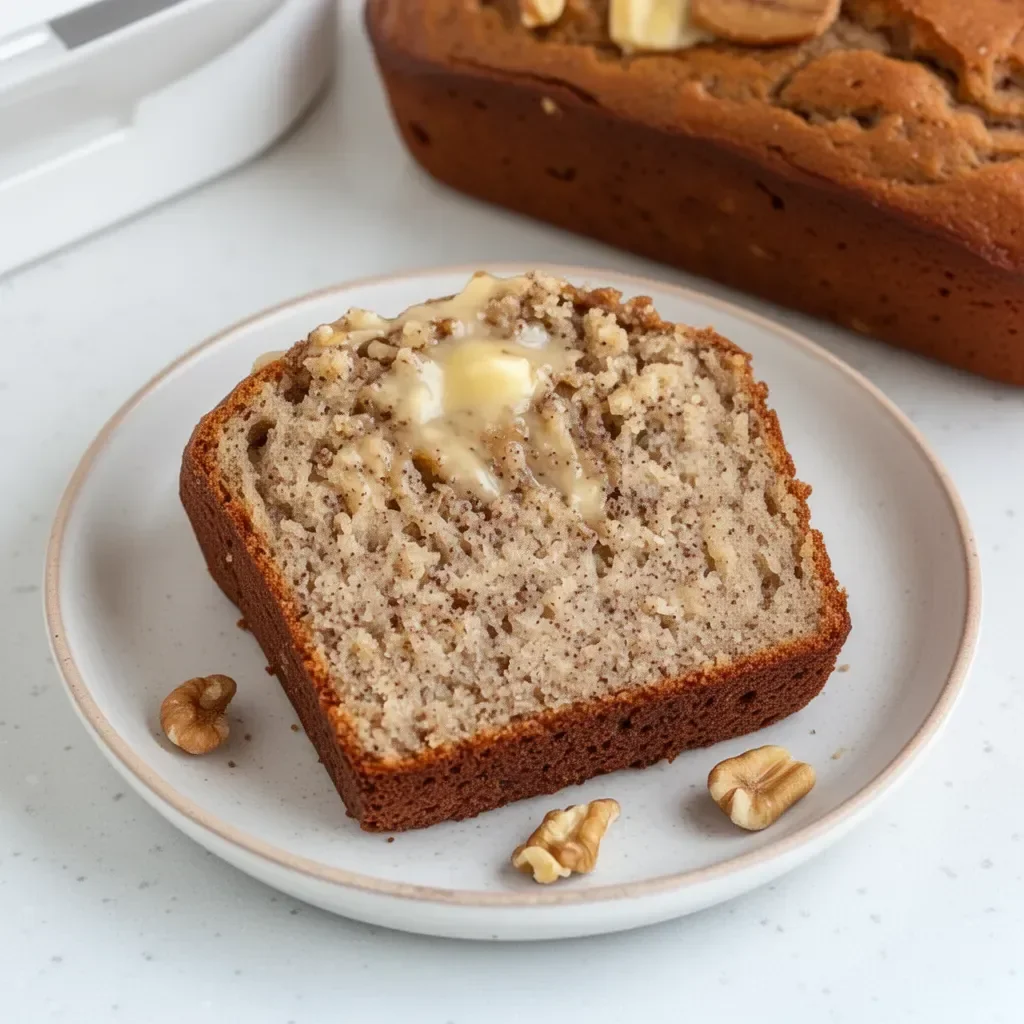 Rebanadas de pan de plátano keto, delicioso y bajo en carbohidratos.