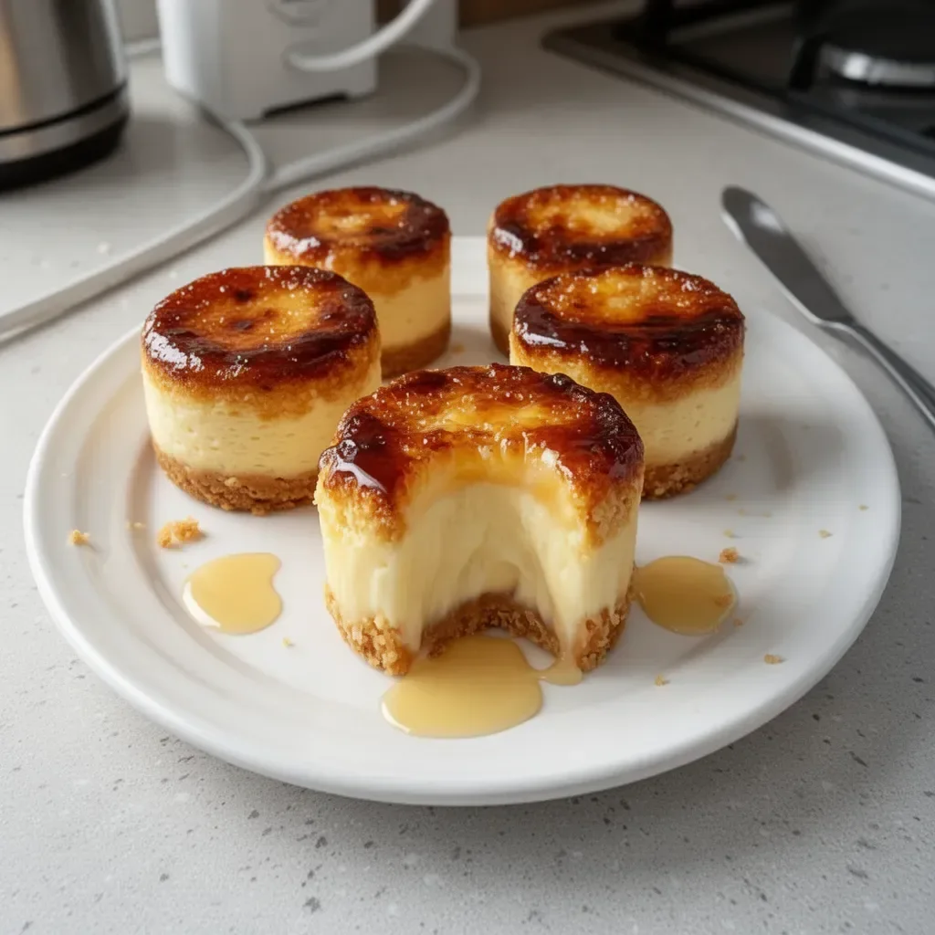 Mini Cheesecakes de Crème Brûlée, un exquisito postre de cheesecake