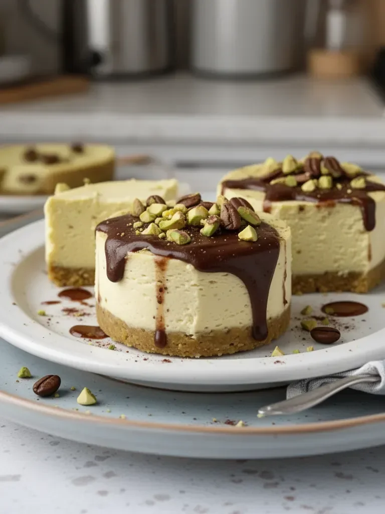 Mini Cheesecakes de Pistacho y Café