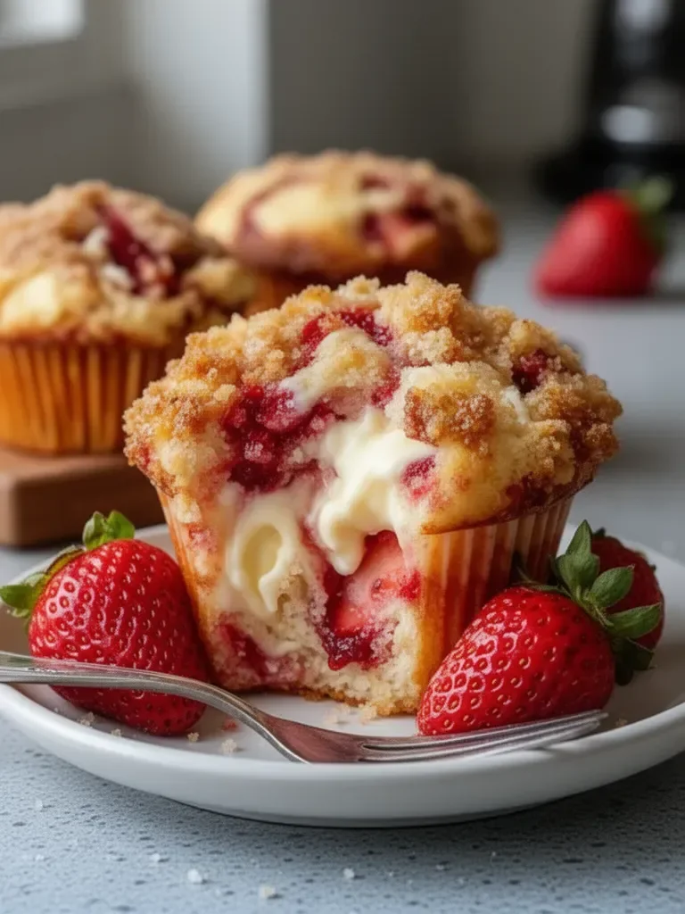 Muffins de Crema de Queso y Fresa
