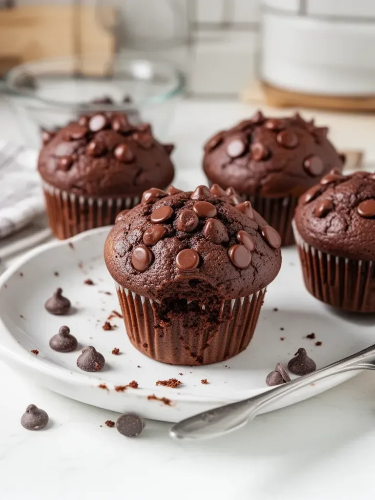 Muffins saludables de yogur griego con chispas de chocolate