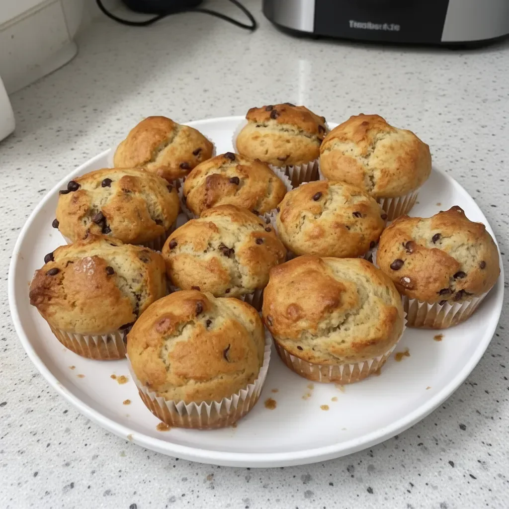 Muffins veganos de plátano recién horneados en un plato