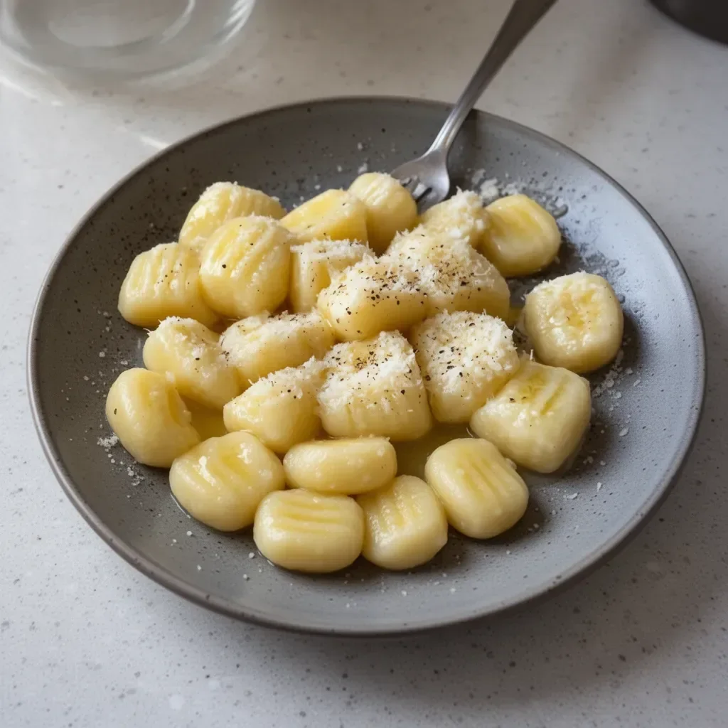 Ñoquis de Papa recién preparados y servidos en un plato blanco