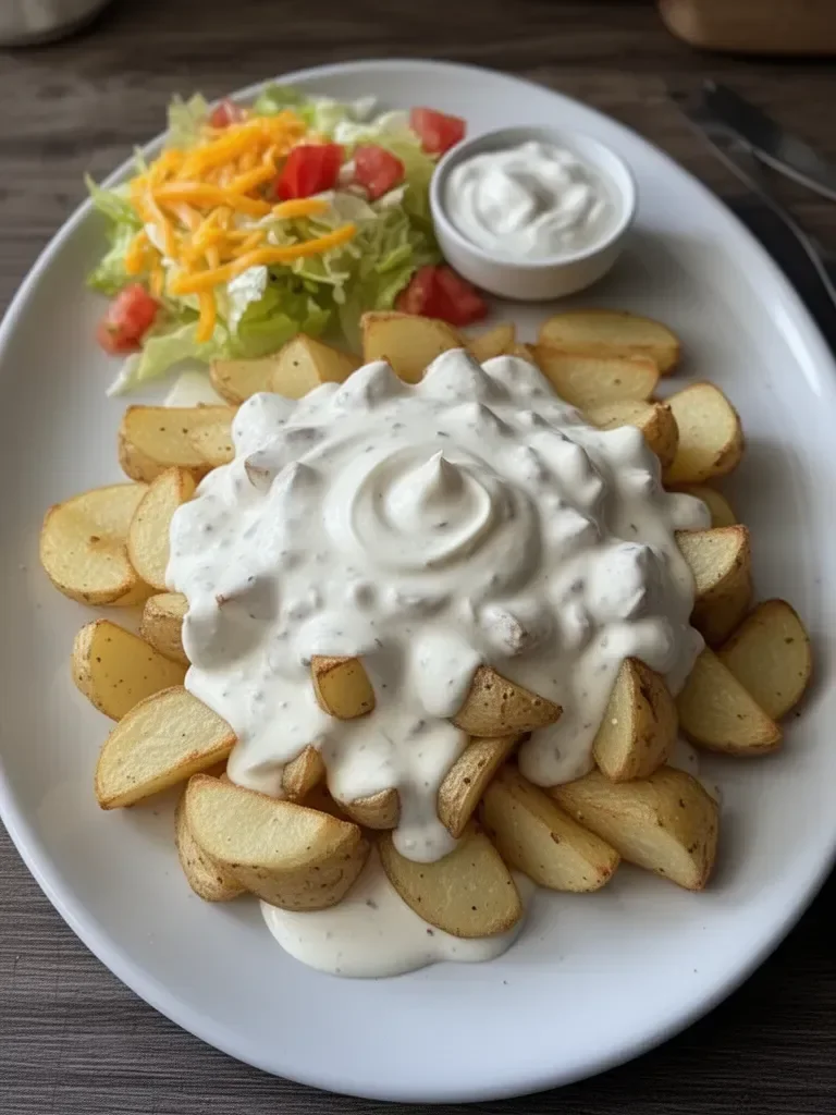 Papas con Salsa Cremosa de Ajo