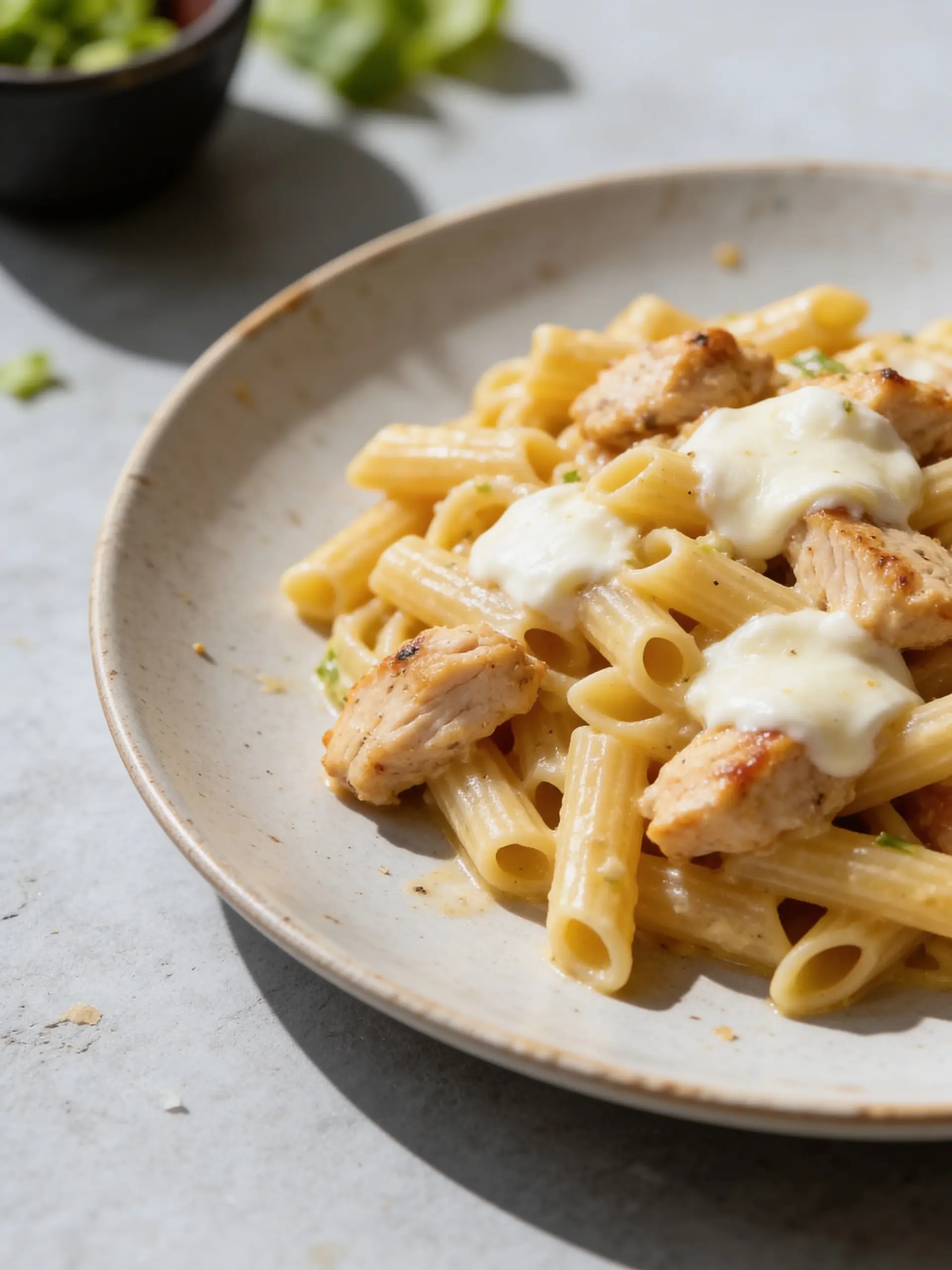 Pasta con Pollo y Mozzarella – Cena Cremosa de Entresemana