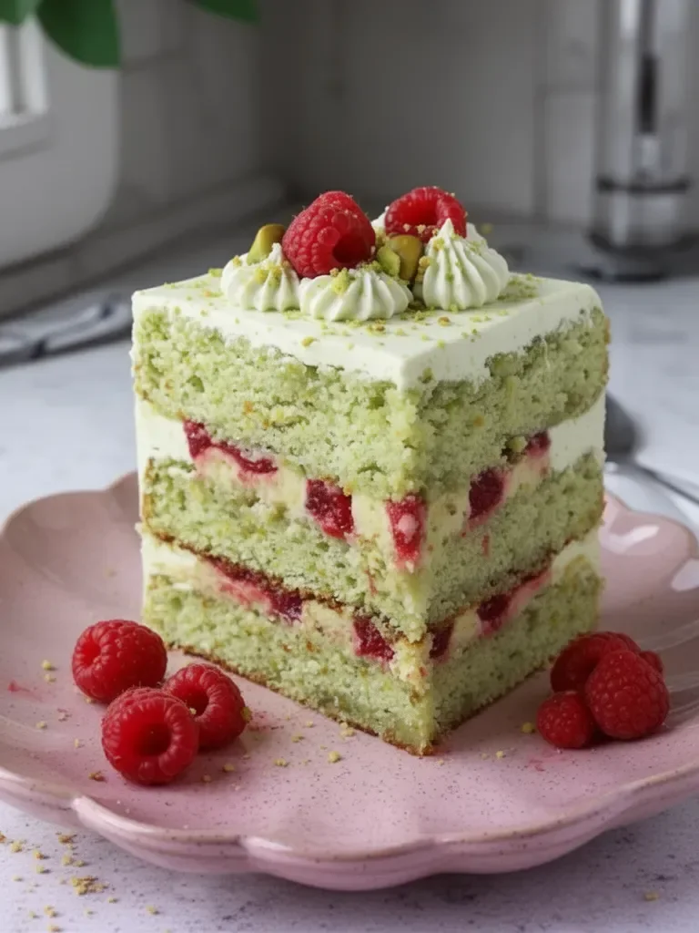 Pastel de Pistacho y Frambuesa