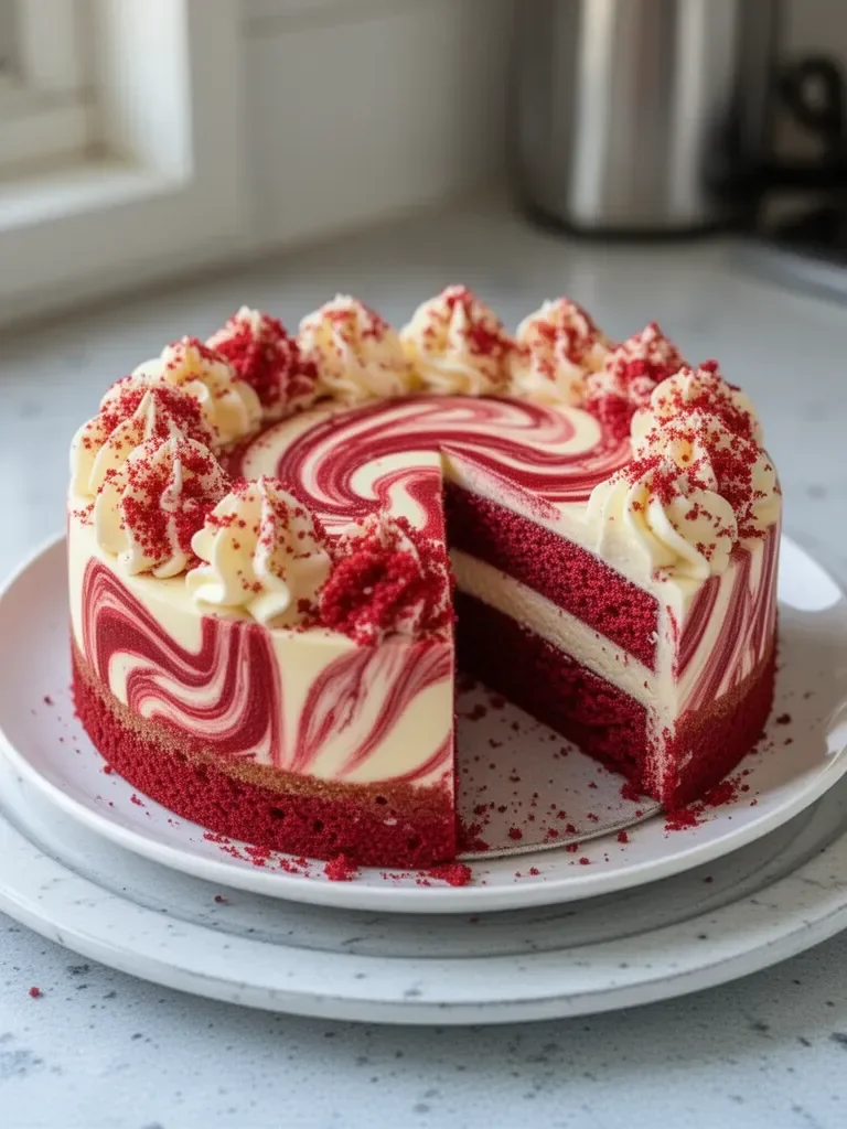 Pastel de Red Velvet con Remolino de Queso Crema