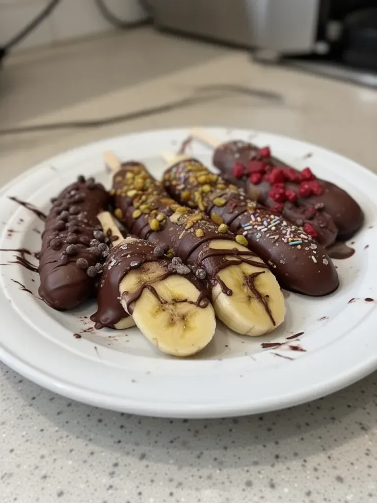 Plátanos cubiertos de chocolate saludable