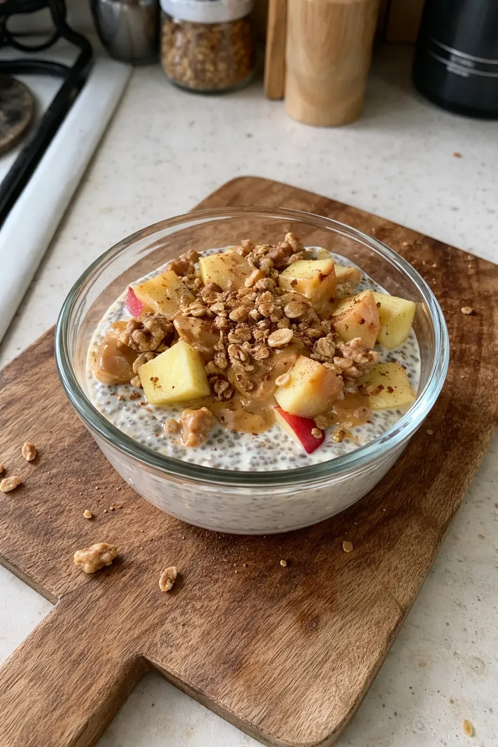 Pudding de Chía con Manzana (Desayuno Saludable de Yogur Griego)