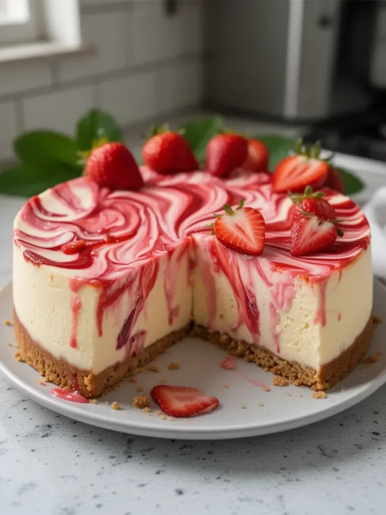 Receta de Cheesecake de Remolino de Fresa