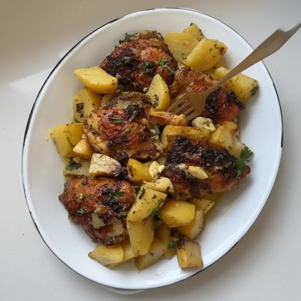Receta de Pollo y Papas Griegas con ingredientes frescos y sabrosos
