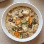 Sopa Cremosa de Pollo con Champiñones y Arroz Salvaje