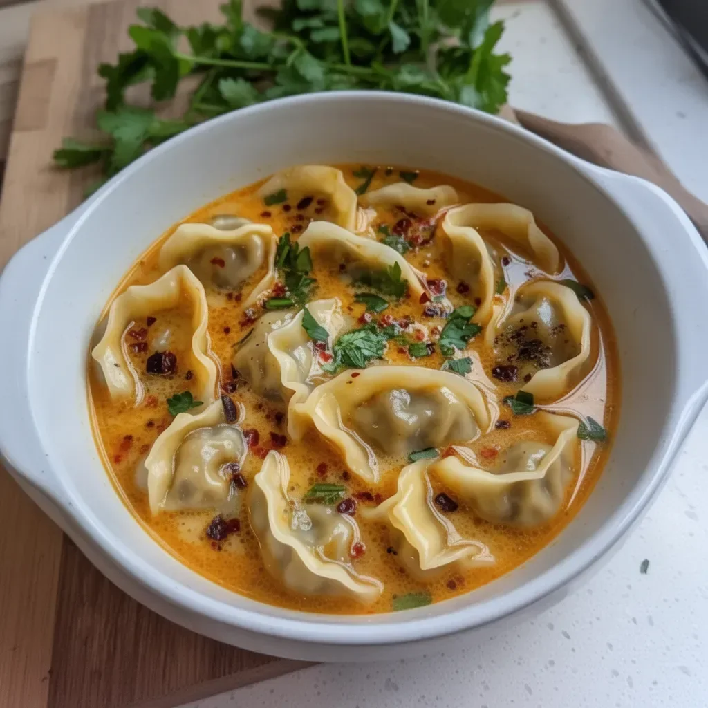 Sopa de Gyoza tradicional con ingredientes frescos y sabrosos