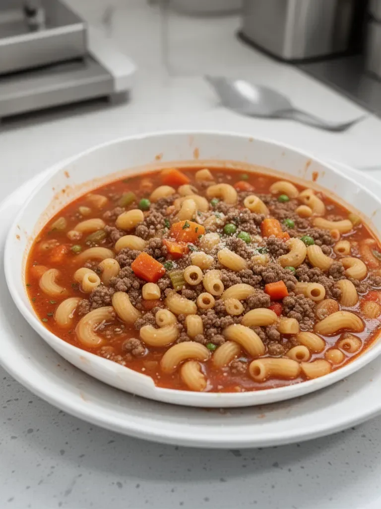 Sopa de Pasta con Carne Molida Italiana