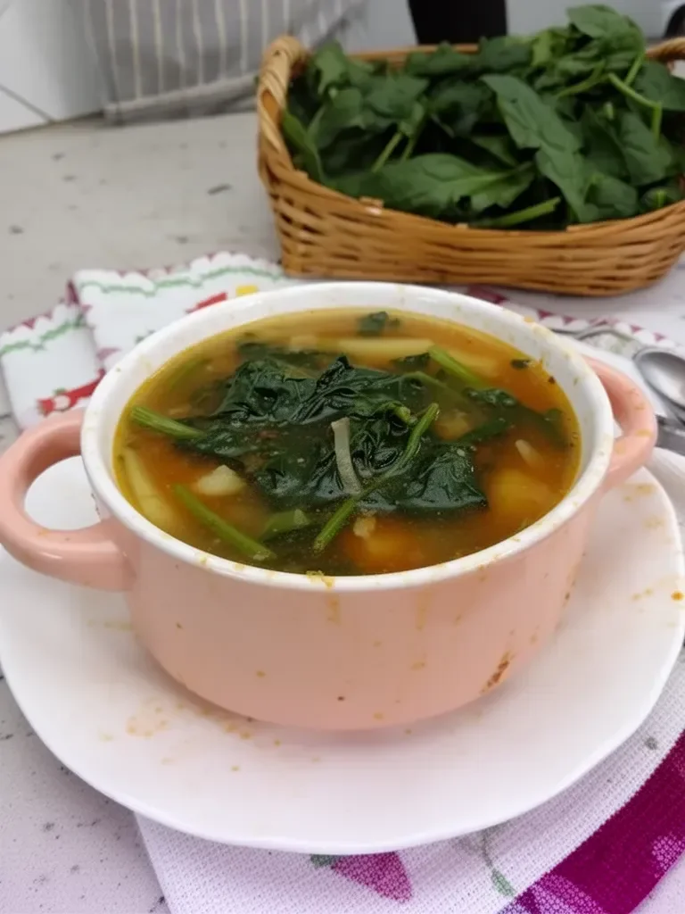 Nutritive potato and spinach soup! In just 4 steps!