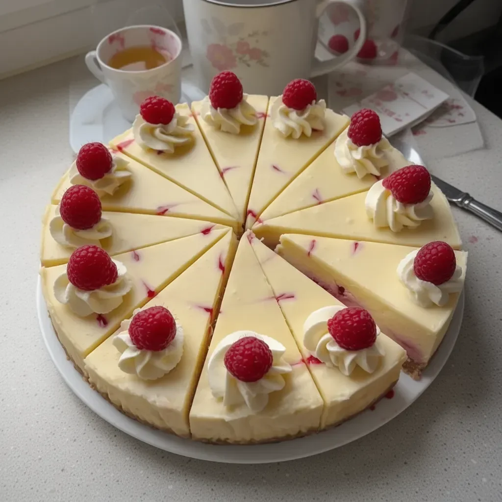Tarta de queso con chocolate blanco y frambuesas