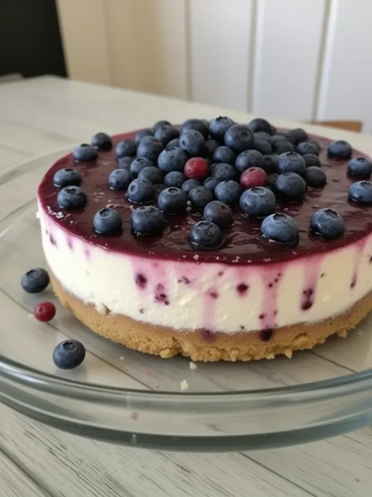 Tarta de queso de arándanos sin hornear