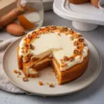 Tarta de queso de zanahoria decorada y lista para servir