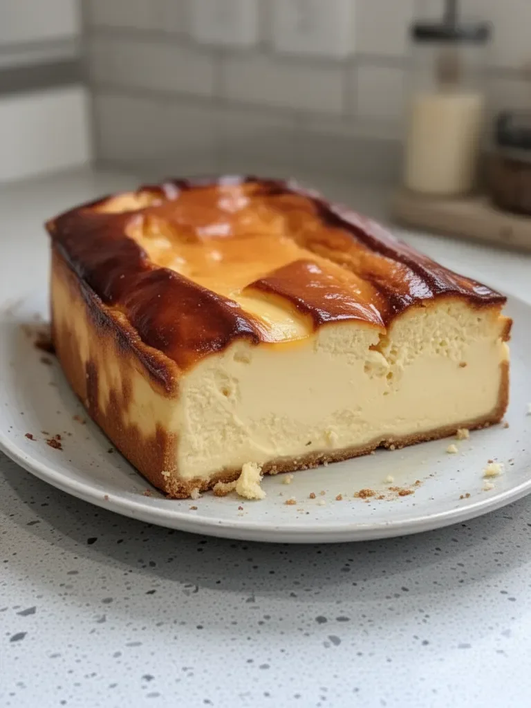 Tarta de Queso Vasca Quemada en un Molde de Pan