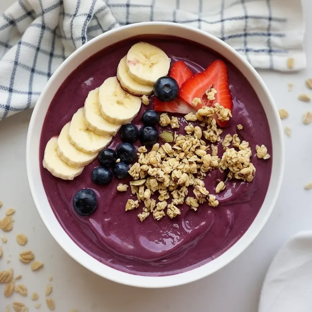 Tazón de acai perfecto con frutas y granola