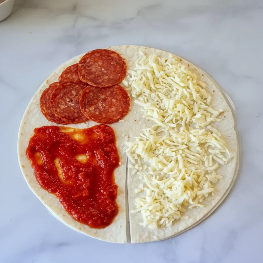 Tortilla de pizza fácil y rápida preparada en casa